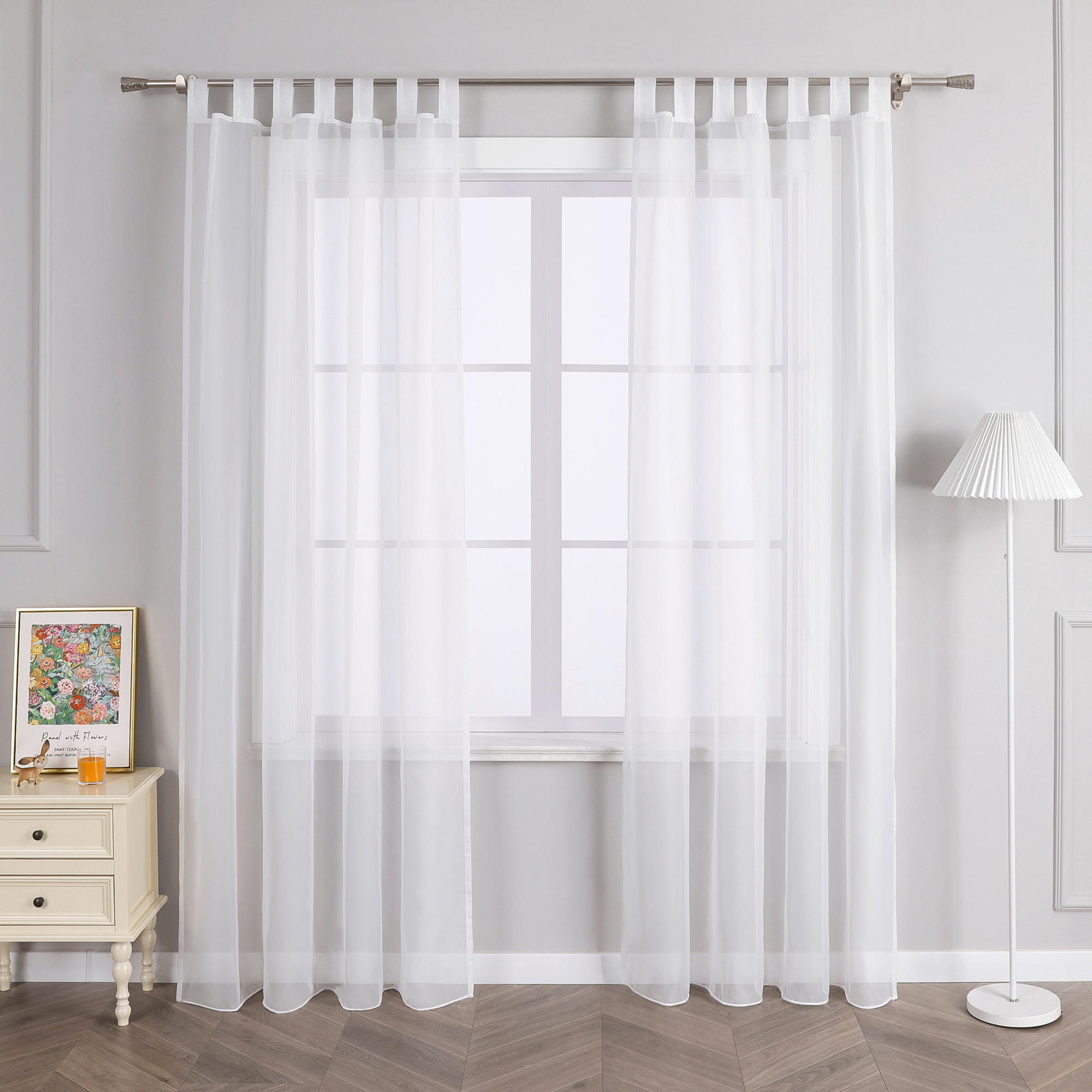 FERTIGVORHANG  transparent  140/145 cm   - Weiß Hochglanz, Basics, Textil (140/145cm)