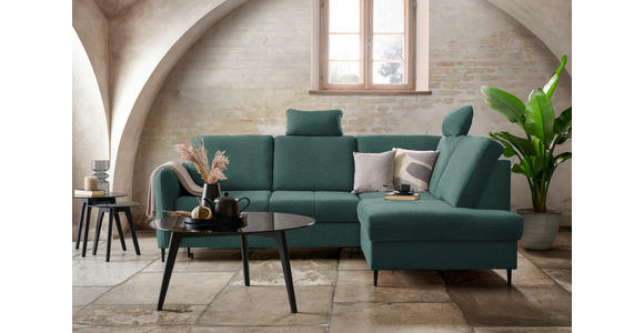 ECKSOFA Grün Chenille - Schwarz/Grün, MODERN, Holz/Textil (241/184cm) - Carryhome