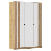DREHTÜRENSCHRANK 136/197/54 cm,  in Weiß, Eiche Artisan,  - Weiß/Eiche Artisan, MODERN, Holzwerkstoff/Metall (136/197/54cm) - Rauch Möbel