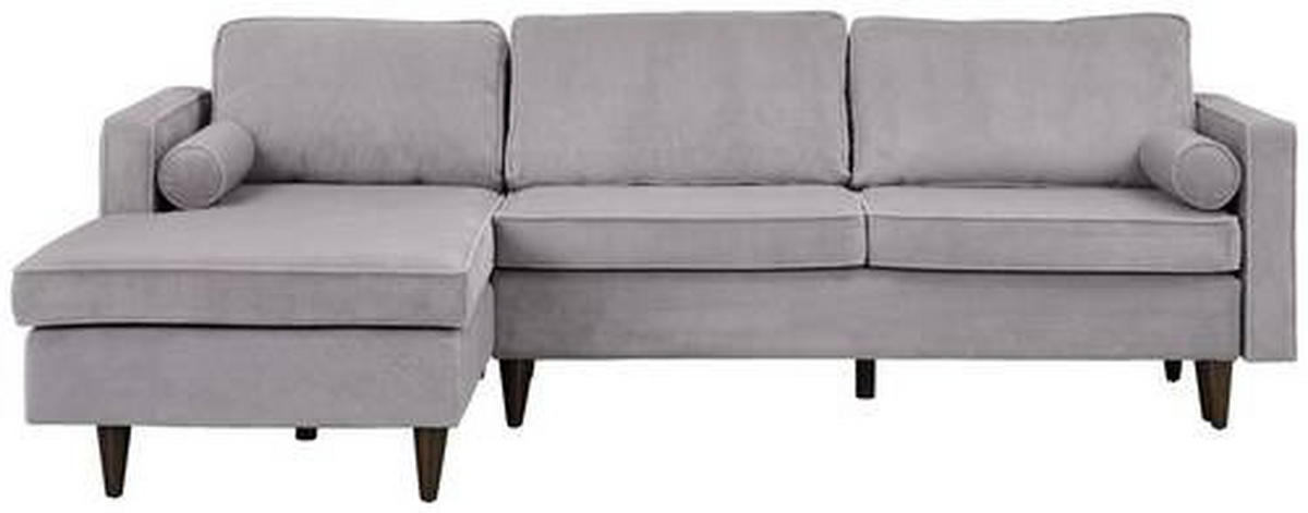 ECKSOFA in Cord Grau  178/261 cm  - Eichefarben/Grau, MODERN, Holz/Textil (178/261cm) - Carryhome