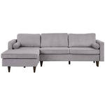 ECKSOFA in Cord Grau  - Eichefarben/Grau, MODERN, Holz/Textil (178/261cm) - Carryhome