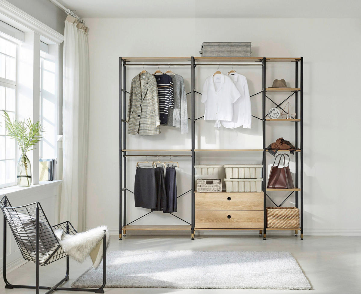 SCHUBLADENSET 80/44/32 cm   - Schwarz/Naturfarben, Design, Holzwerkstoff/Metall (80/44/32cm) - Livetastic