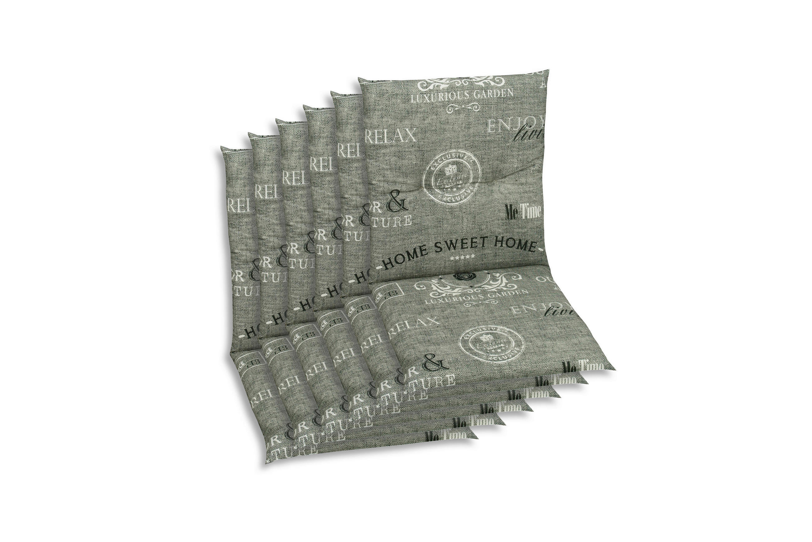 SESSELAUFLAGENSET Stempel  - Hellgrau/Weiß, KONVENTIONELL, Textil (48/5/98cm)