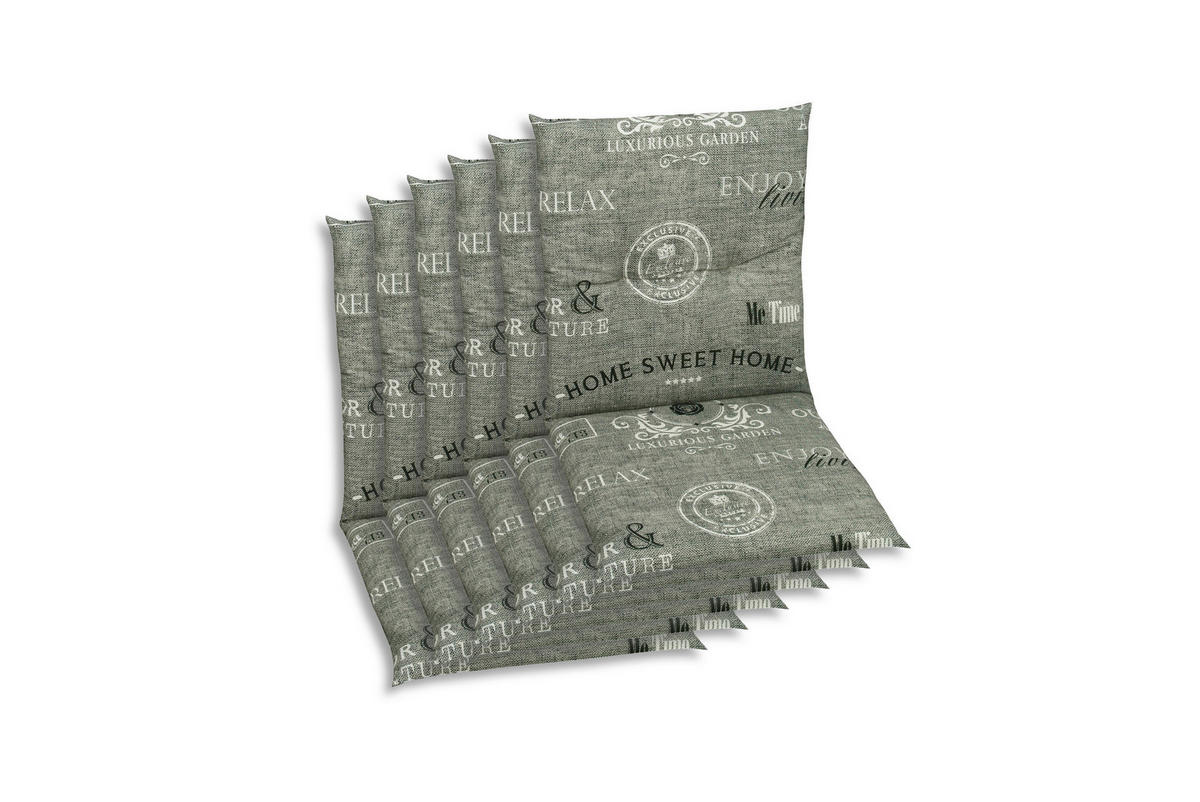 SESSELAUFLAGENSET in Grau, Weiß, Hellgrau Stempel  - Hellgrau/Weiß, KONVENTIONELL, Textil (48/5/98cm)