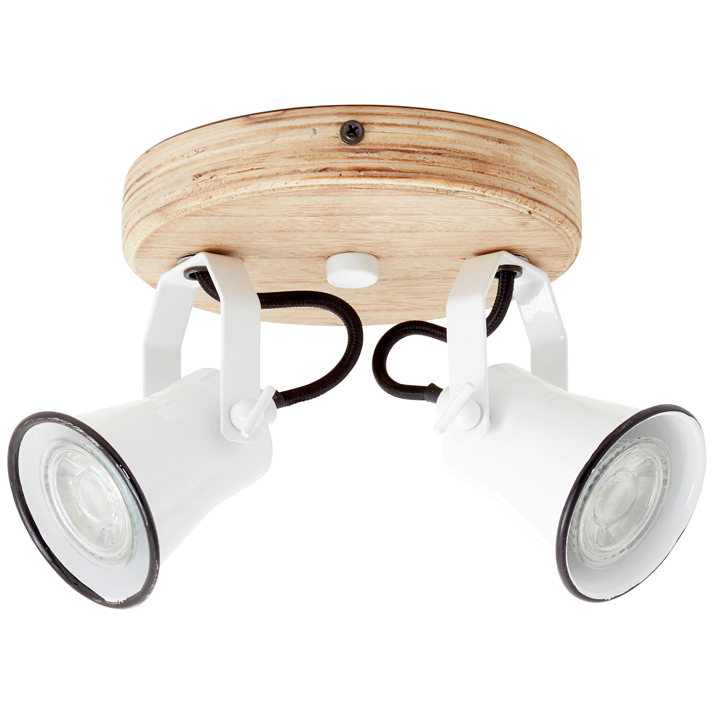 DECKENLEUCHTE    16/13/23 cm  - Weiss, Natur, Holz/Metall (16/13/23cm) - Brilliant