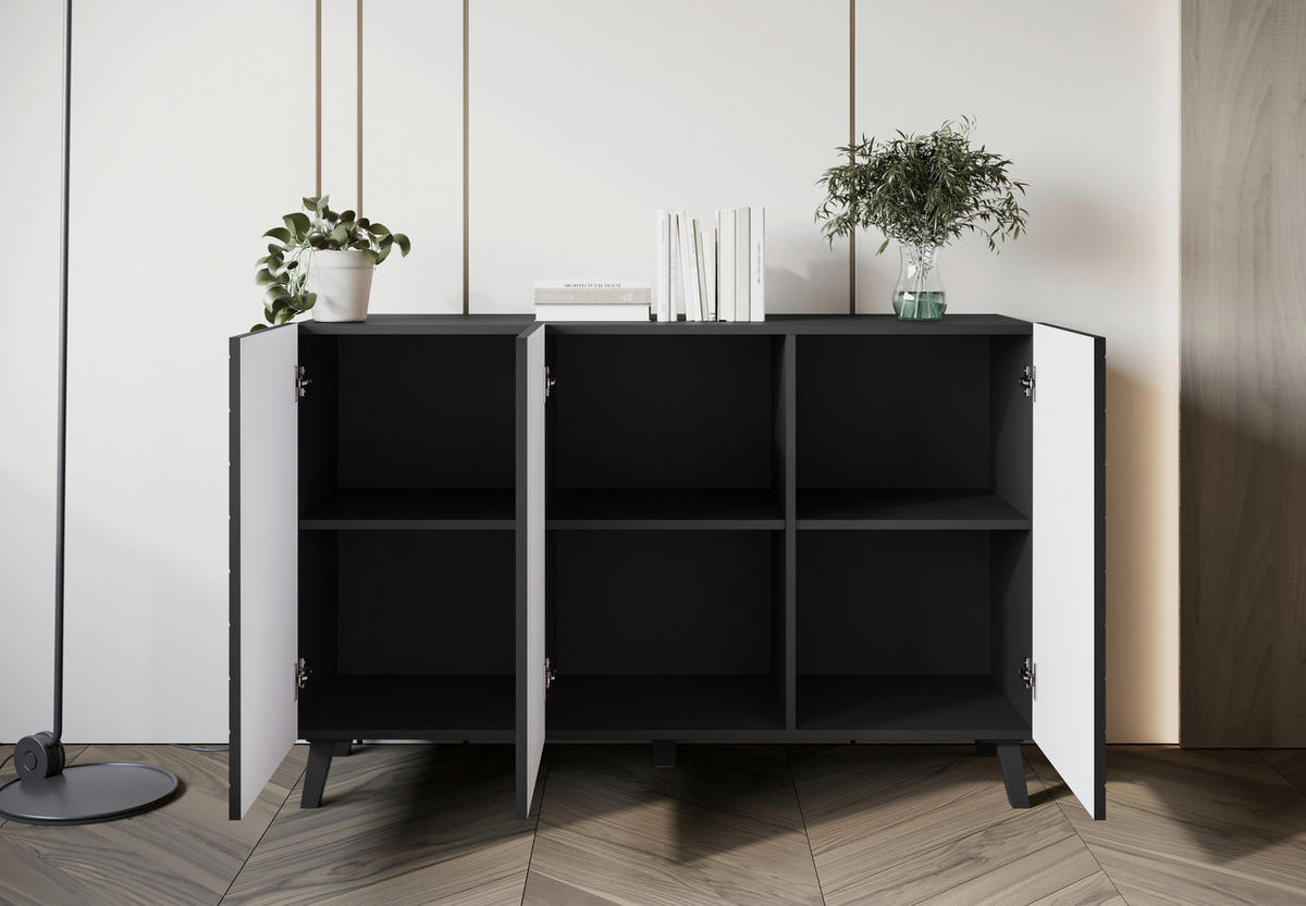 KOMODA, črna  - črna, Design, umetna masa/leseni material (120/78/39,1cm) - Livetastic