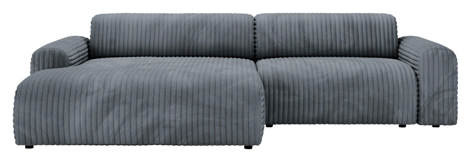 ECKSOFA in Cord Blaugrau  - Blaugrau/Schwarz, Design, Kunststoff/Textil (178/292cm) - Livetastic