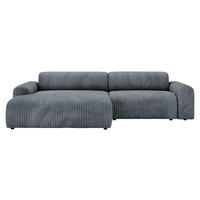 ECKSOFA in Cord Blaugrau  - Blaugrau/Schwarz, Design, Kunststoff/Textil (178/292cm) - Livetastic