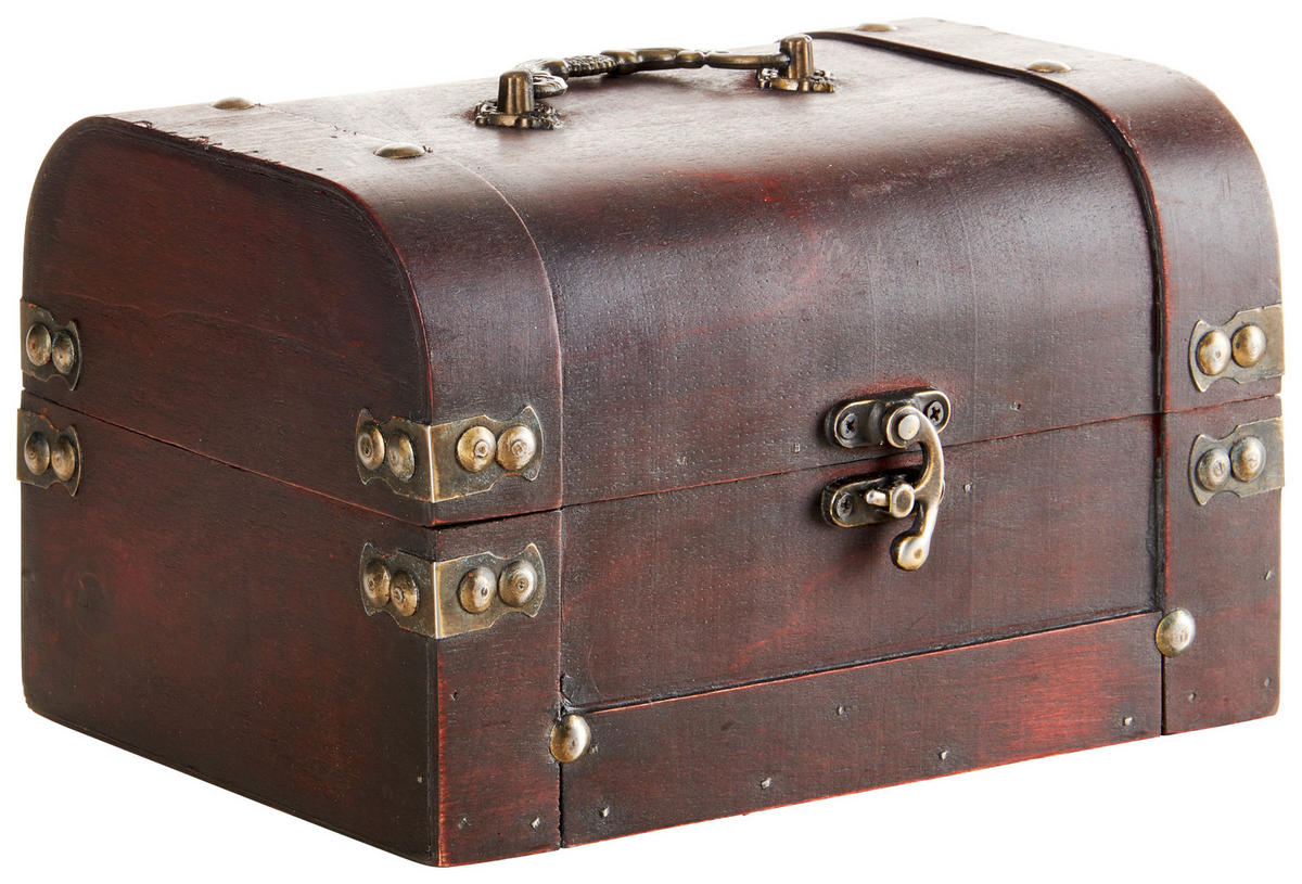 DEKOBOX    20/14/12,5 cm  - Schwarz/Braun, LIFESTYLE, Leder/Holzwerkstoff (20/14/12,5cm) - Ambia Home