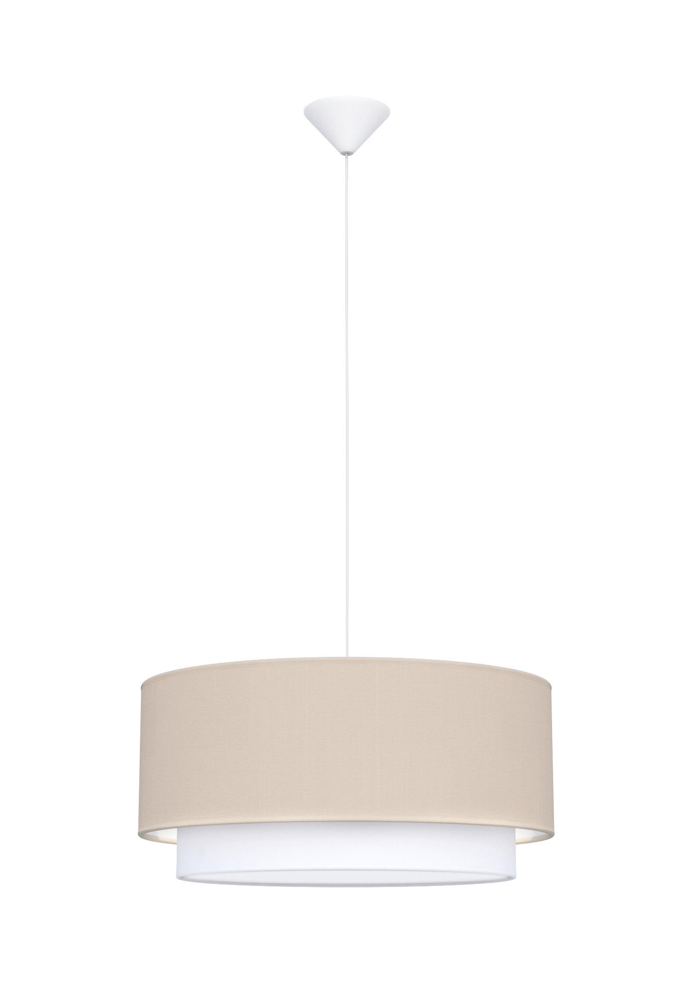 ZÁVESNÉ SVIETIDLO, 50/40/93 cm  - piesková/biela, Design, kov/textil (50/40/93cm)