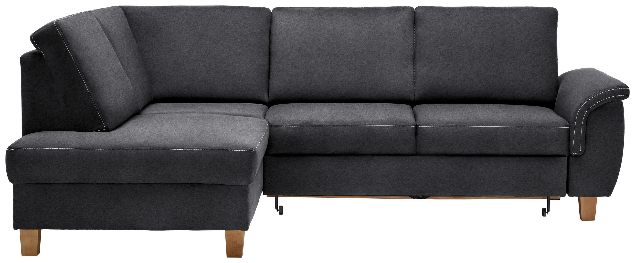 ECKSOFA in Flachgewebe Dunkelgrau  - Eichefarben/Dunkelgrau, Design, Holz/Textil (185/253cm) - Cantus