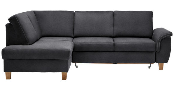 ECKSOFA in Flachgewebe Dunkelgrau  - Eichefarben/Dunkelgrau, Design, Holz/Textil (185/253cm) - Cantus