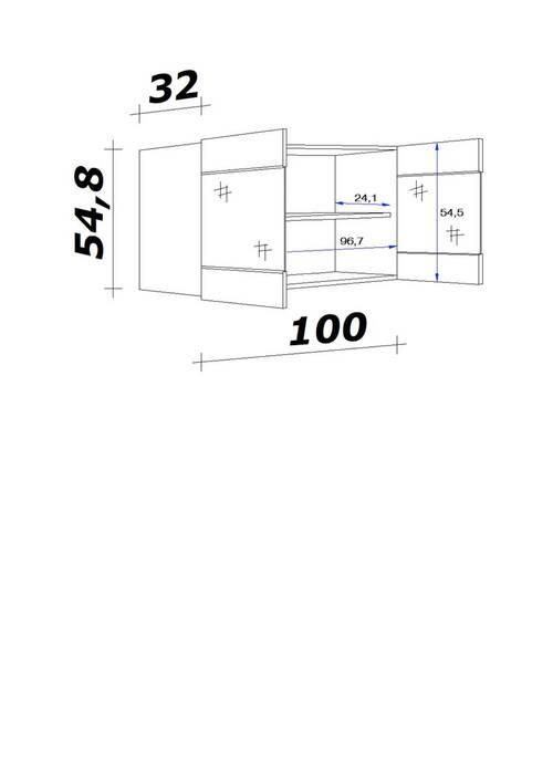 KÜCHENOBERSCHRANK 100/54/32 cm  in Eichefarben, Magnolie  - Eichefarben/Magnolie, MODERN, Holzwerkstoff/Metall (100/54/32cm) - FlexWell