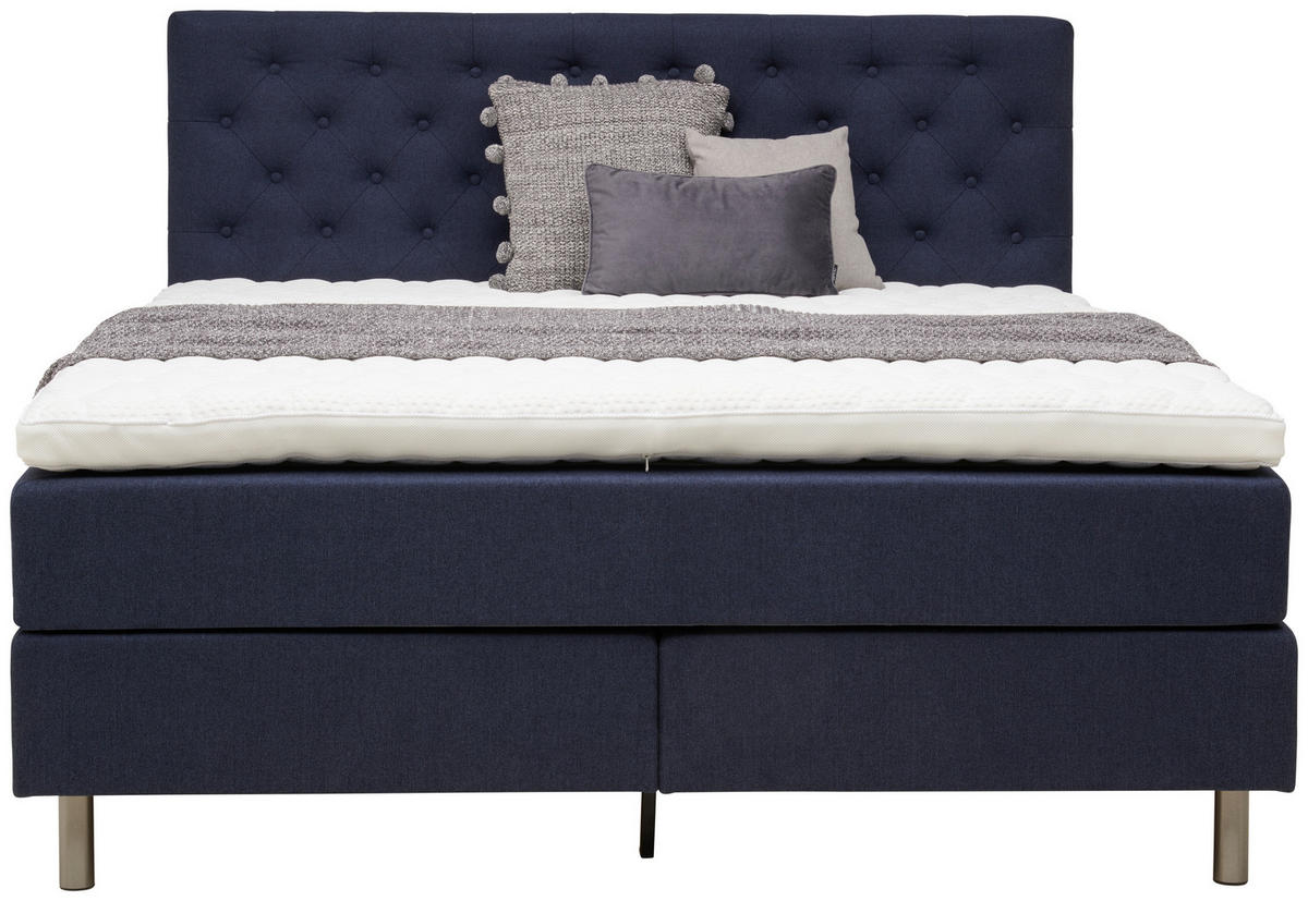 BOXSPRINGBETT 180/200 cm  in Anthrazit  - Anthrazit/Silberfarben, Konventionell, Textil/Metall (180/200cm) - Welnova
