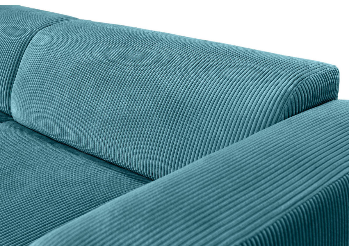 ECKSOFA BASMA in Cord Hellblau  298/175 cm  - Schwarz/Hellblau, Design, Kunststoff/Textil (298/175cm) - P & B
