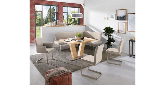 ARMLEHNSTUHL  in Stahl Mikrofaser  - Edelstahlfarben/Creme, Design, Holzwerkstoff/Textil (63/91/60cm) - Dieter Knoll