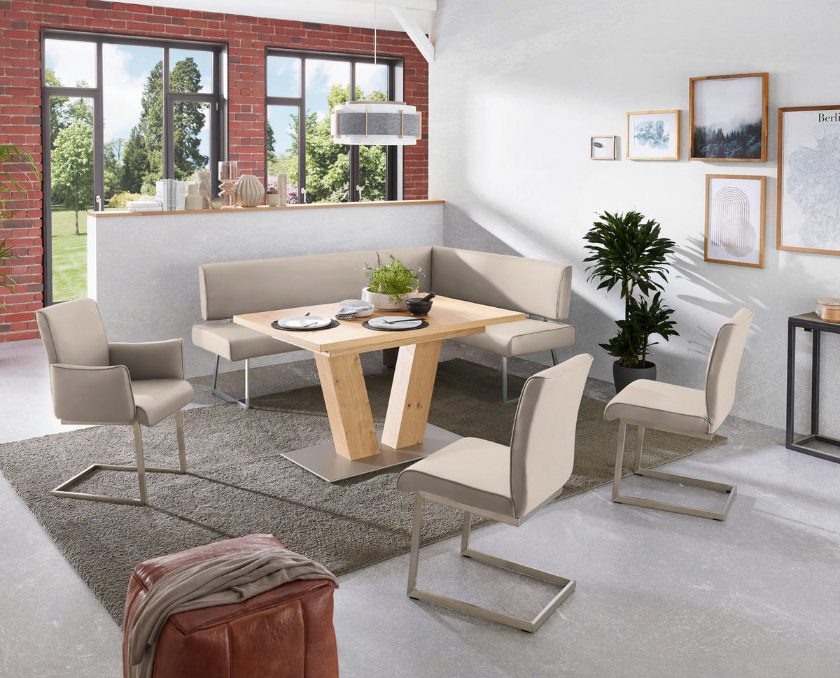 ARMLEHNSTUHL  in Stahl Mikrofaser  - Edelstahlfarben/Creme, Design, Holzwerkstoff/Textil (63/91/60cm) - Dieter Knoll