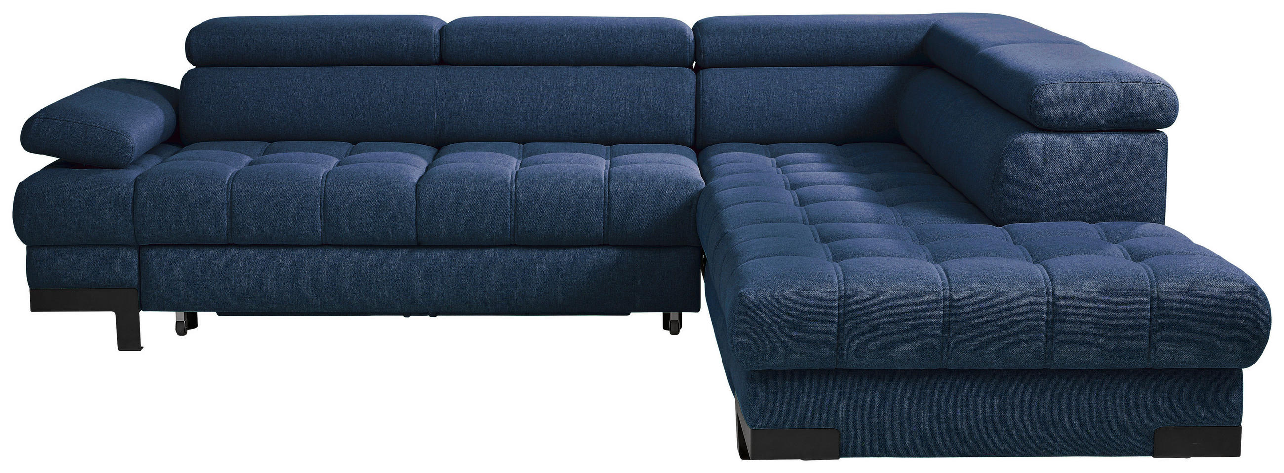 ECKSOFA Dunkelblau Webstoff  - Schwarz/Dunkelblau, Design, Textil/Metall (263/223cm) - Welnova