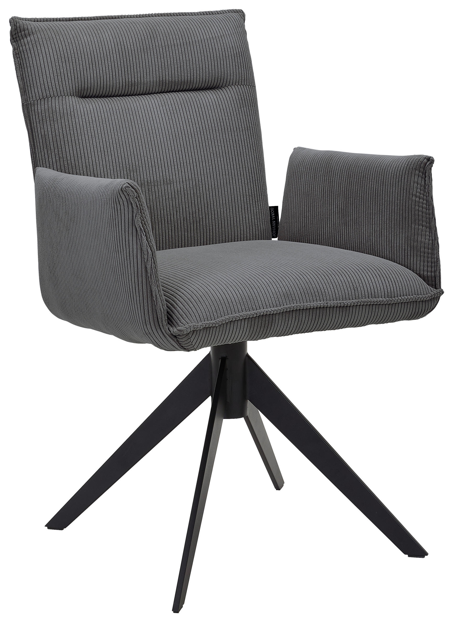 ARMLEHNSTUHL  in Eisen Cord  - Anthrazit, Design, Textil/Metall (59/87/62cm) - Johann Jakob