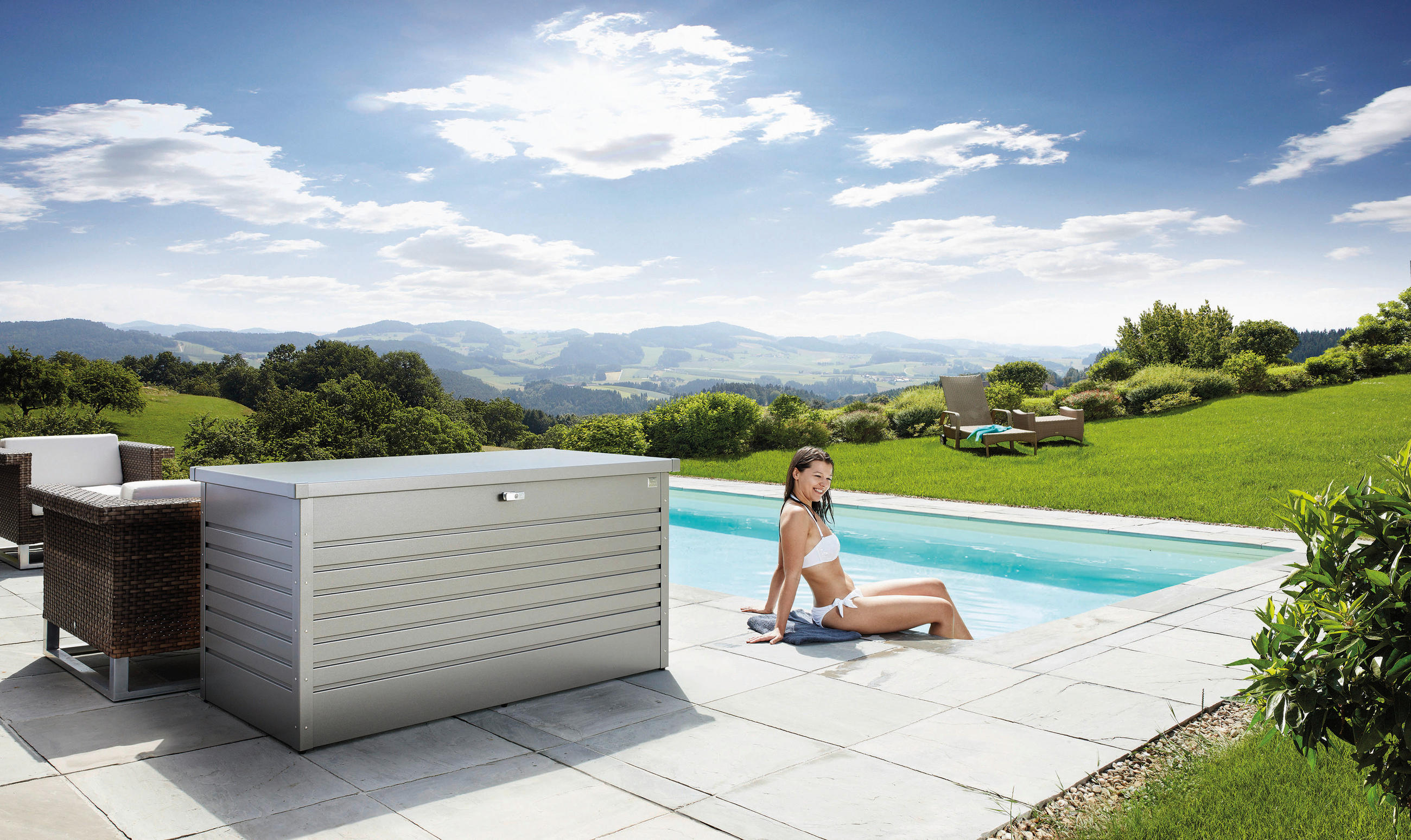 KISSENBOX - Grau, Basics, Metall (160/83/79cm) - Biohort