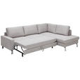 ECKSOFA Hellgrau Flachgewebe  - Chromfarben/Hellgrau, Design, Textil/Metall (276/200cm) - Hom`in