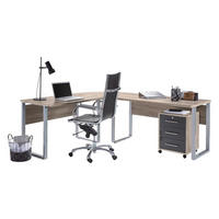 BÜRO erweiterbar, in verschiedenen Holz-Dekoren erhältlich, Schreibtisch seitenverkehrt montierbar, abschließbar Sonoma Eiche, Anthrazit Hochglanz - Anthrazit Hochglanz/Sonoma Eiche, MODERN, Holzwerkstoff - MID.YOU