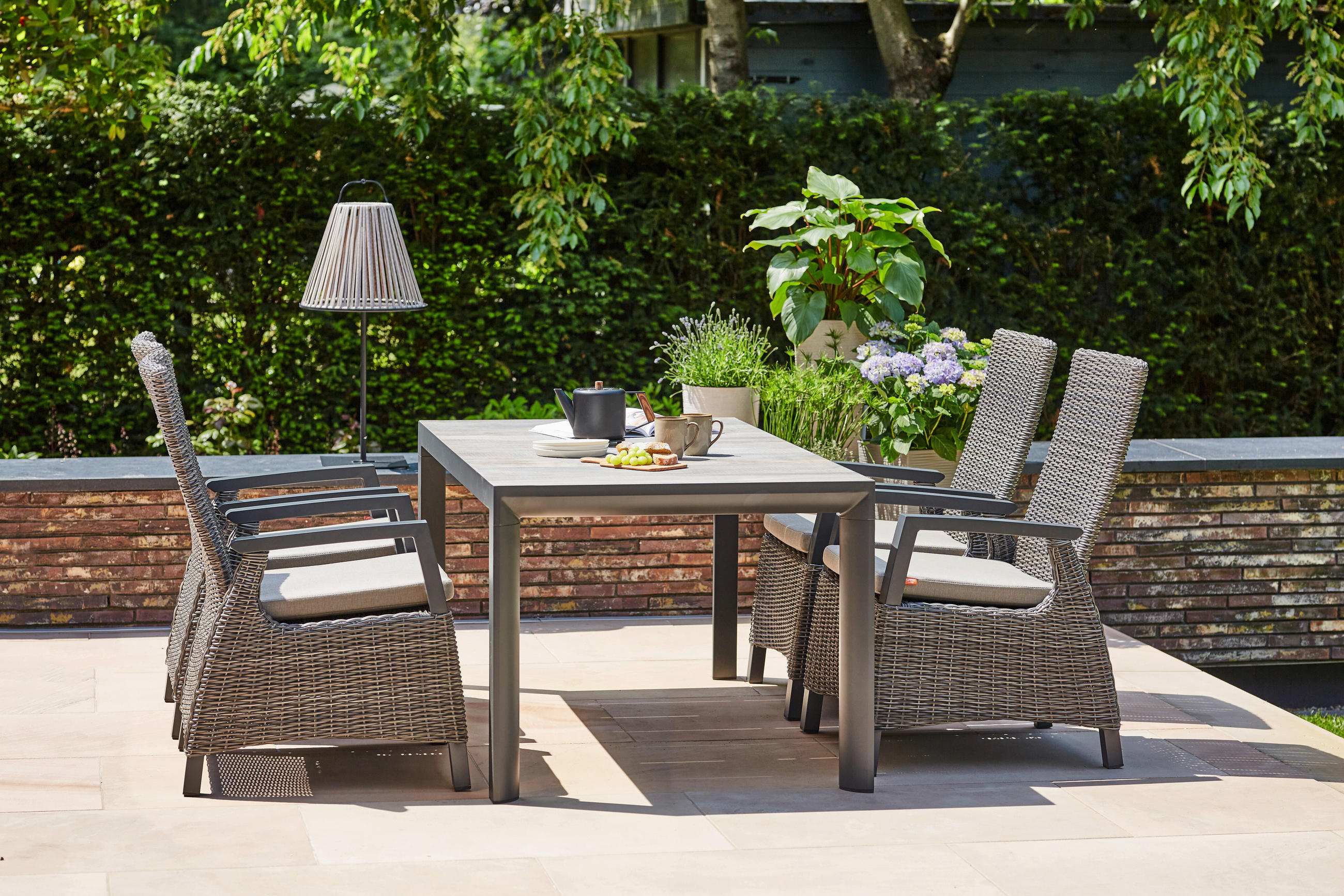 LOUNGEGARNITUR 5-teilig   90/103/160 cm Aluminium  - Grau, Basics, Keramik/Kunststoff (90/103/160cm) - Siena Garden