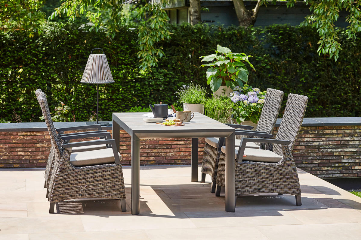 LOUNGEGARNITUR 5-teilig   90/103/160 cm Aluminium  - Grau, Basics, Keramik/Kunststoff (90/103/160cm) - Siena Garden