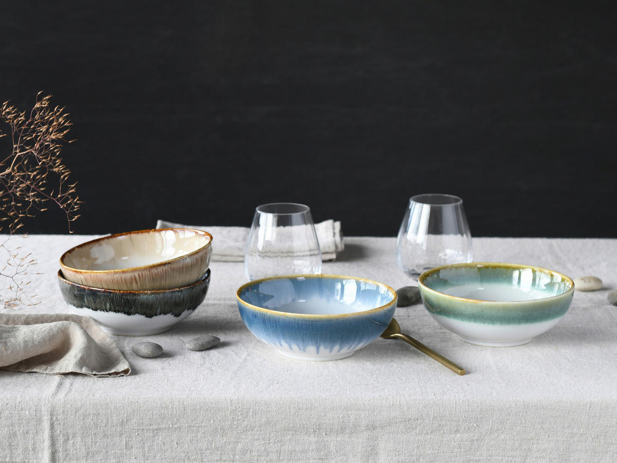 SCHÜSSELSET Cascade Bowls Mix 4-teilig  - Blau/Braun, Basics, Keramik (16,5/5,5cm) - Creatable