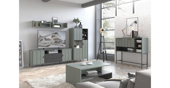 VITRINE in Grau, Grün, Schwarz  - Schwarz/Grau, Design, Glas/Holzwerkstoff (82,1/156/40cm) - Carryhome