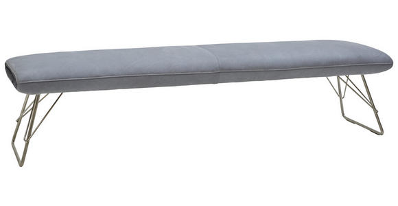 HOCKERBANK in Leder Blau, Dunkelblau - Blau/Edelstahlfarben, Design, Leder/Metall (196/88/54cm) - Ambiente