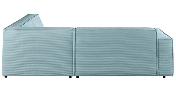 ECKSOFA in Cord Hellblau  - Schwarz/Hellblau, KONVENTIONELL, Kunststoff/Textil (254/224cm) - Hom`in