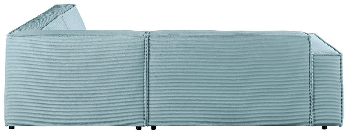 ECKSOFA in Cord Hellblau  - Schwarz/Hellblau, Konventionell, Kunststoff/Textil (254/224cm) - Hom`in