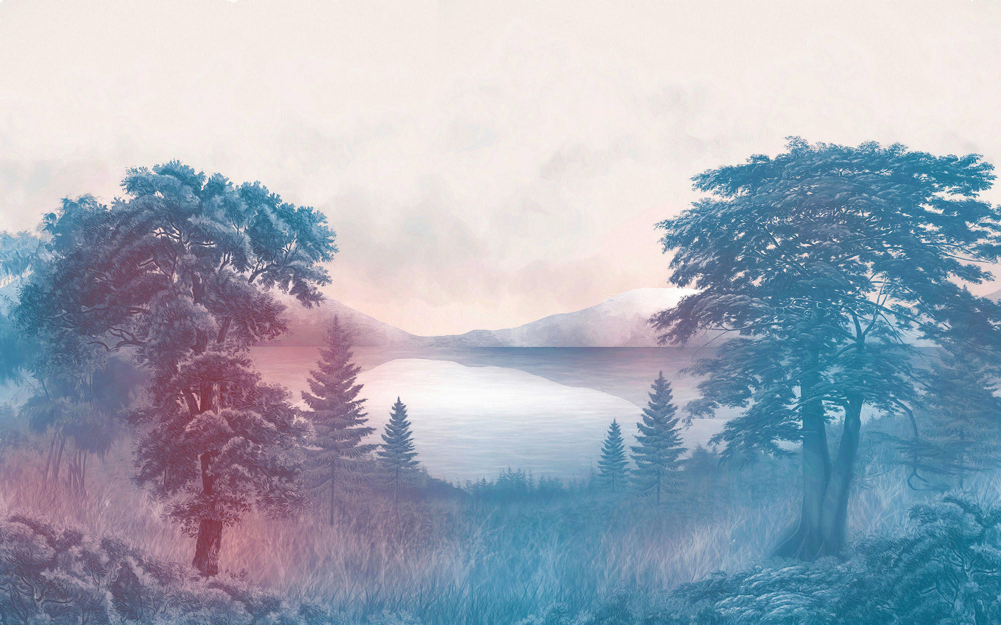 VLIESTAPETE 2,5 m  - Blau/Rosa, Basics (400/250cm) - Xora