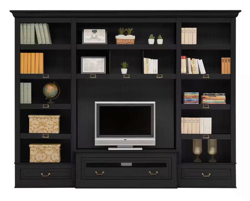 WOHNWAND UrbanClass 2-teilig  in Schwarz  311/238,5/52-46,5 cm  - Schwarz/Bronzefarben, LIFESTYLE, Holz/Metall (311/238,5/52-46,5cm) - Livetastic