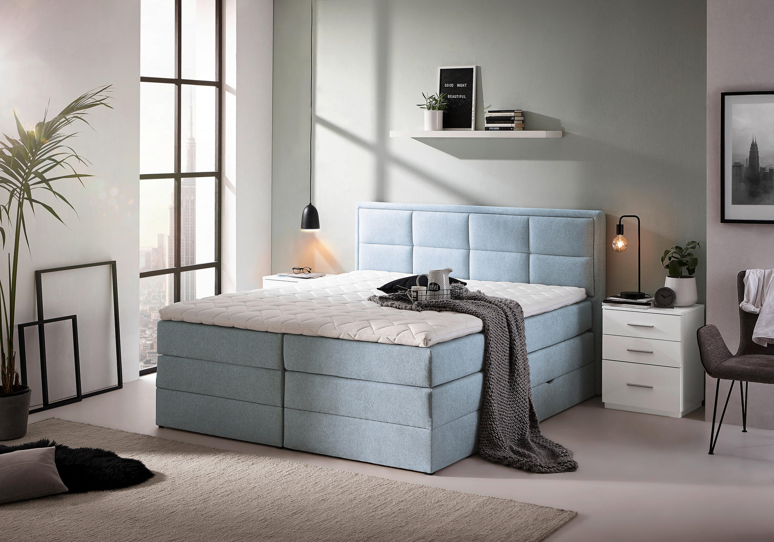 BOXSPRINGBETT 140/200 cm  in Türkis  - Türkis/Schwarz, KONVENTIONELL, Kunststoff/Textil (140/200cm) - Carryhome