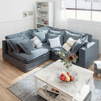 ECKSOFA STELLA Blau Webstoff Zierkissen, Rückenkissen  - Blau/Schwarz, Design, Kunststoff/Textil (238/222cm) - P & B