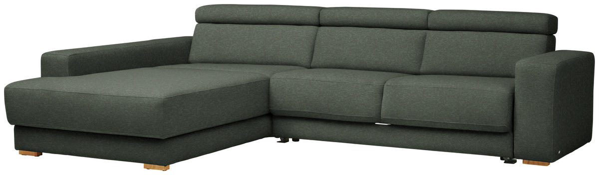 ECKSOFA  in Chenille Dunkelgrün  206/316 cm  - Dunkelgrün/Eichefarben, Design, Textil (206/316cm) - Sedda