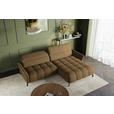 ECKSOFA Olivgrün Flachgewebe Rücken echt, Kopfteilverstellung, Sitztiefenverstellung  - Schwarz/Olivgrün, KONVENTIONELL, Textil/Metall (272/175cm) - Carryhome