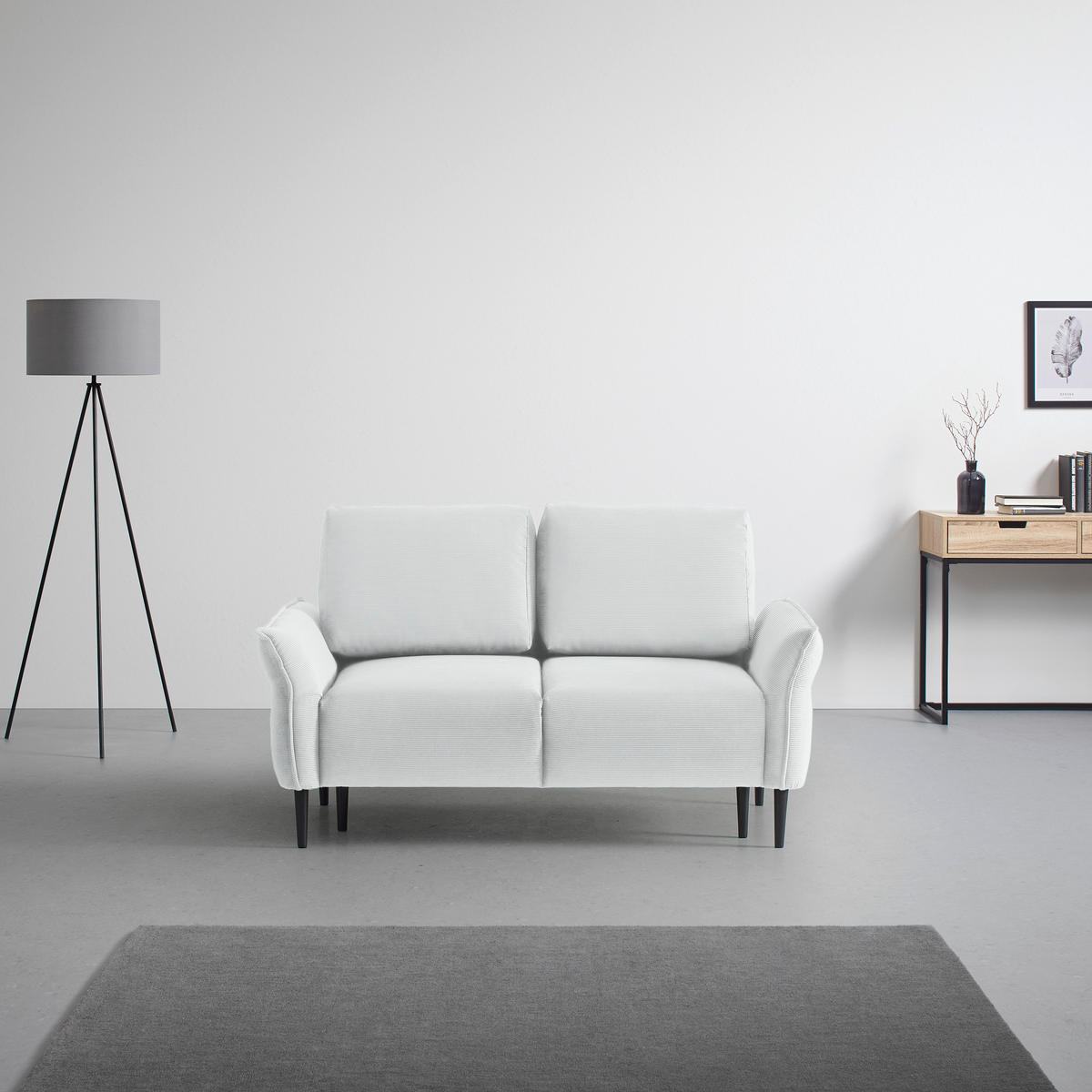 2-SITS SOFFA i textil silver  - silver/svart, Modern, trä/textil (150/85/92cm) - MID.YOU