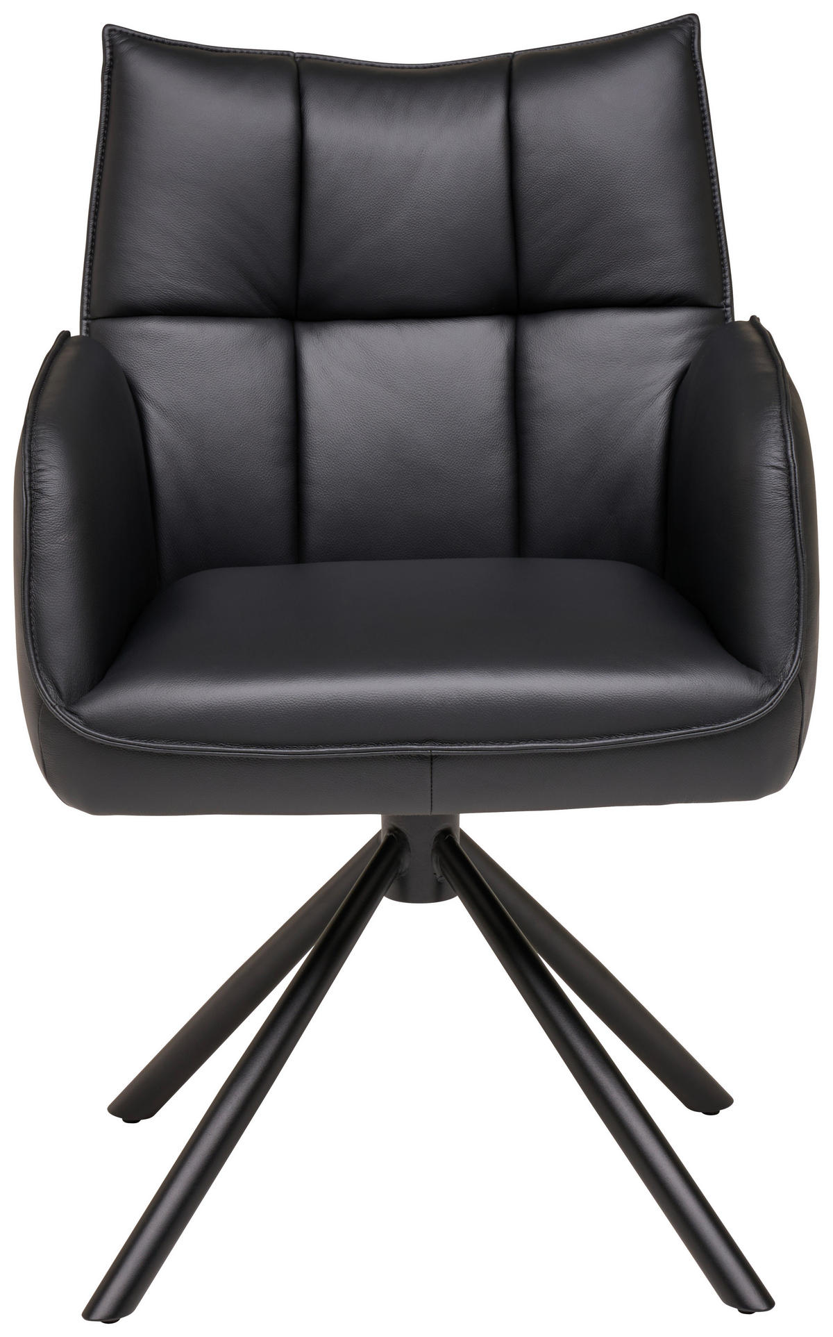 STOLICA S NASLONOM ZA RUKE  crna  koža      - crna, Moderno, koža/metal (58,5/87,5/61cm) - Livetastic