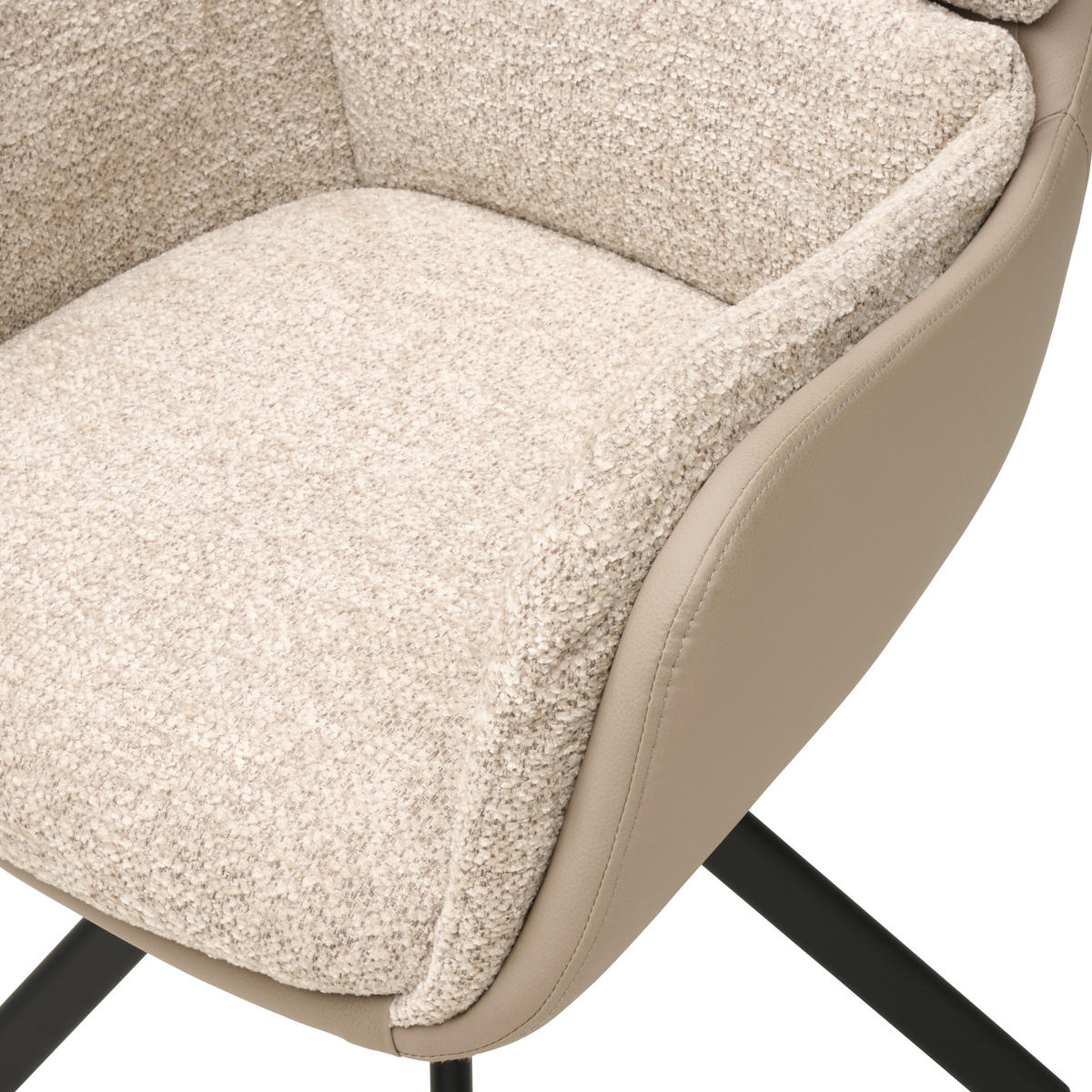 ARMLEHNSTUHL  Sitzfläche 360° drehbar Webstoff  - Schwarz/Grau, MODERN, Textil/Metall (61/91/65cm) - MID.YOU