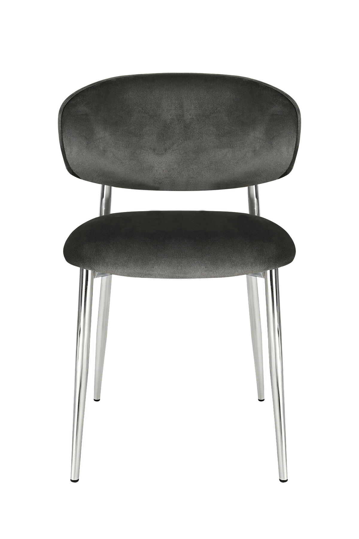STUHL   Samt  Chromfarben, Dunkelgrau  - Chromfarben/Dunkelgrau, Design, Textil/Metall (54/80/59cm) - Novel