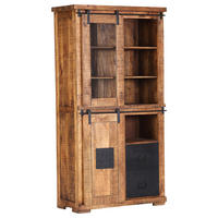 VITRINE  in massiv Mangoholz Naturfarben, Schwarz  - Klar/Schwarz, ROMANTIK / LANDHAUS, Glas/Holz (100/190/45cm) - Landscape