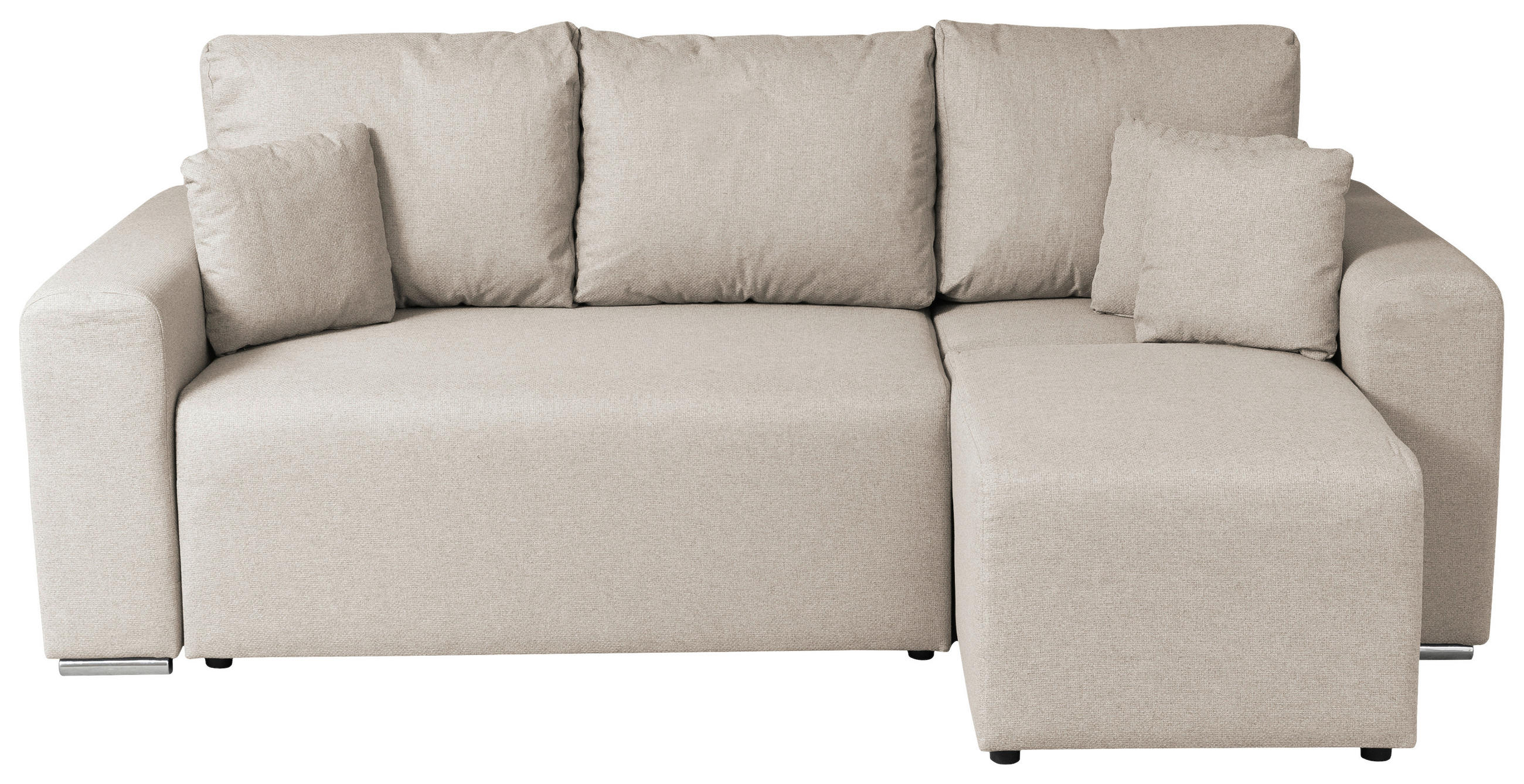 ECKSOFA in Struktur Beige  240/153 cm  - Chromfarben/Beige, Basics, Kunststoff/Textil (240/153cm) - P & B