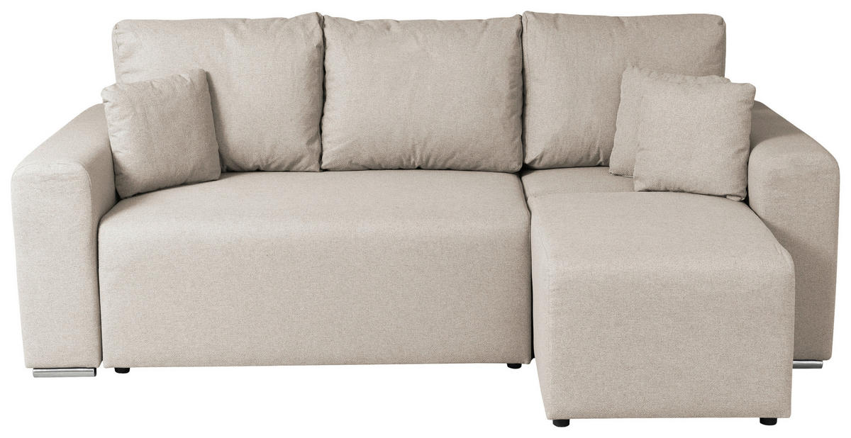 ECKSOFA in Struktur Beige  240/153 cm  - Chromfarben/Beige, Basics, Kunststoff/Textil (240/153cm) - P & B