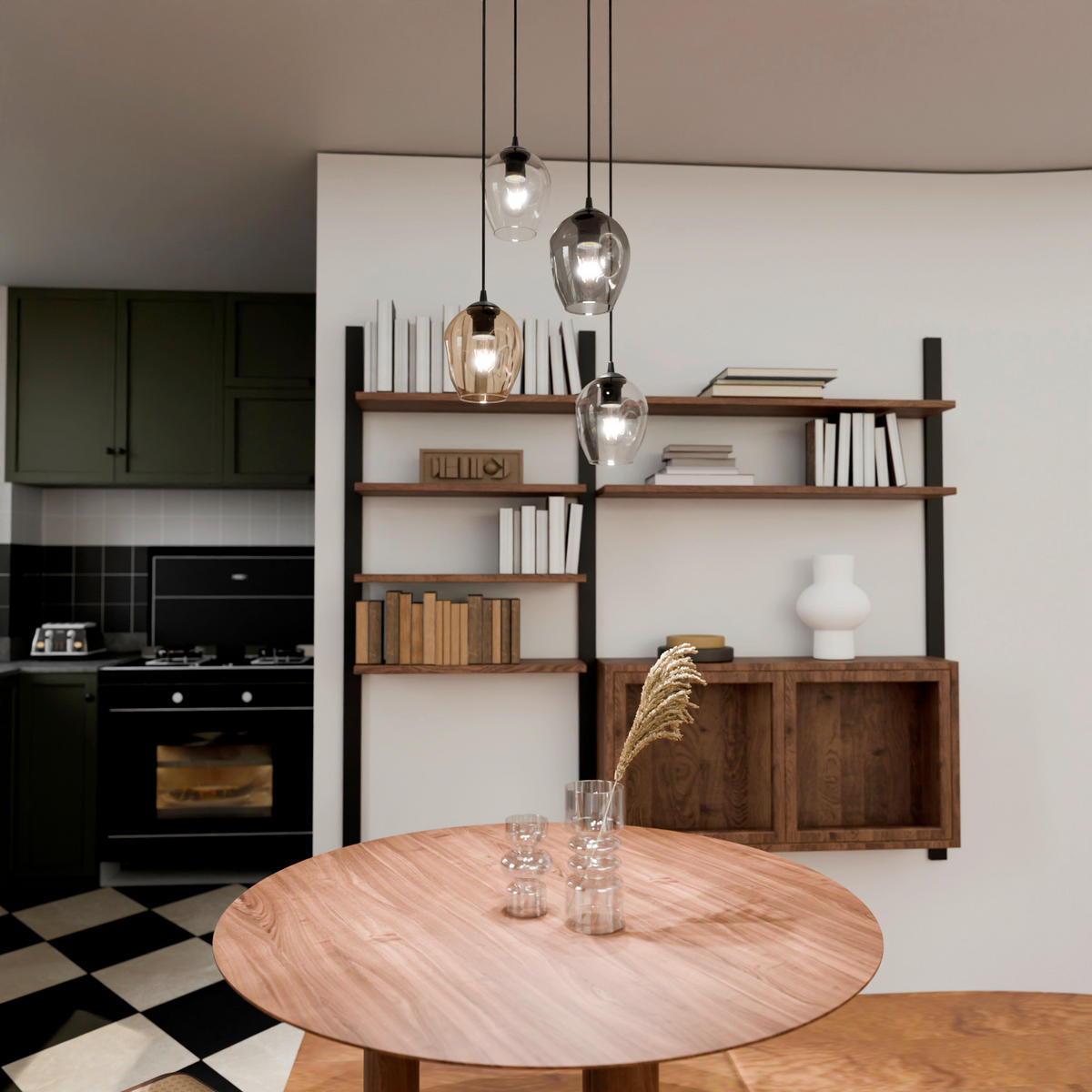 HÄNGELEUCHTE  40/40/100 cm    - Schwarz, KONVENTIONELL, Glas/Metall (40/40/100cm)