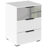 NACHTTISCH 47/62/42 cm  Weiss  - Weiss/Alufarben, Modern, Glas/Holzwerkstoff (47/62/42cm) - Rauch Möbel