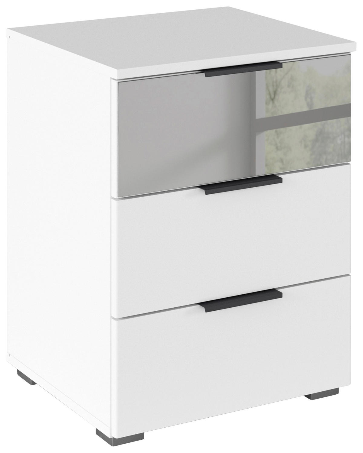 NACHTTISCH 47/62/42 cm  Weiss  - Weiss/Alufarben, Modern, Glas/Holzwerkstoff (47/62/42cm) - Rauch Möbel