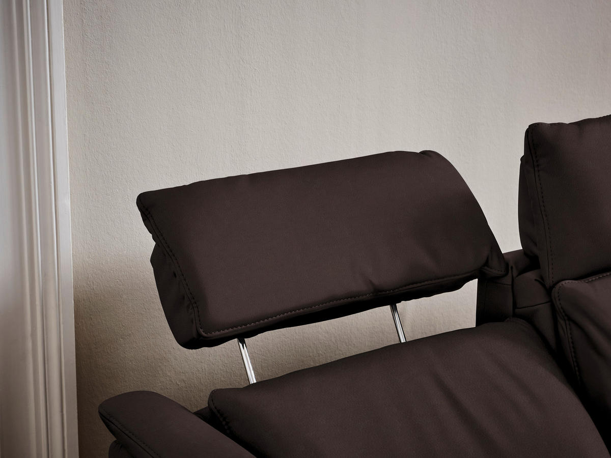 TRAPEZSOFA Echtleder Dunkelbraun  - Dunkelbraun/Schwarz, KONVENTIONELL, Leder/Metall (221/103/95cm) - Dieter Knoll